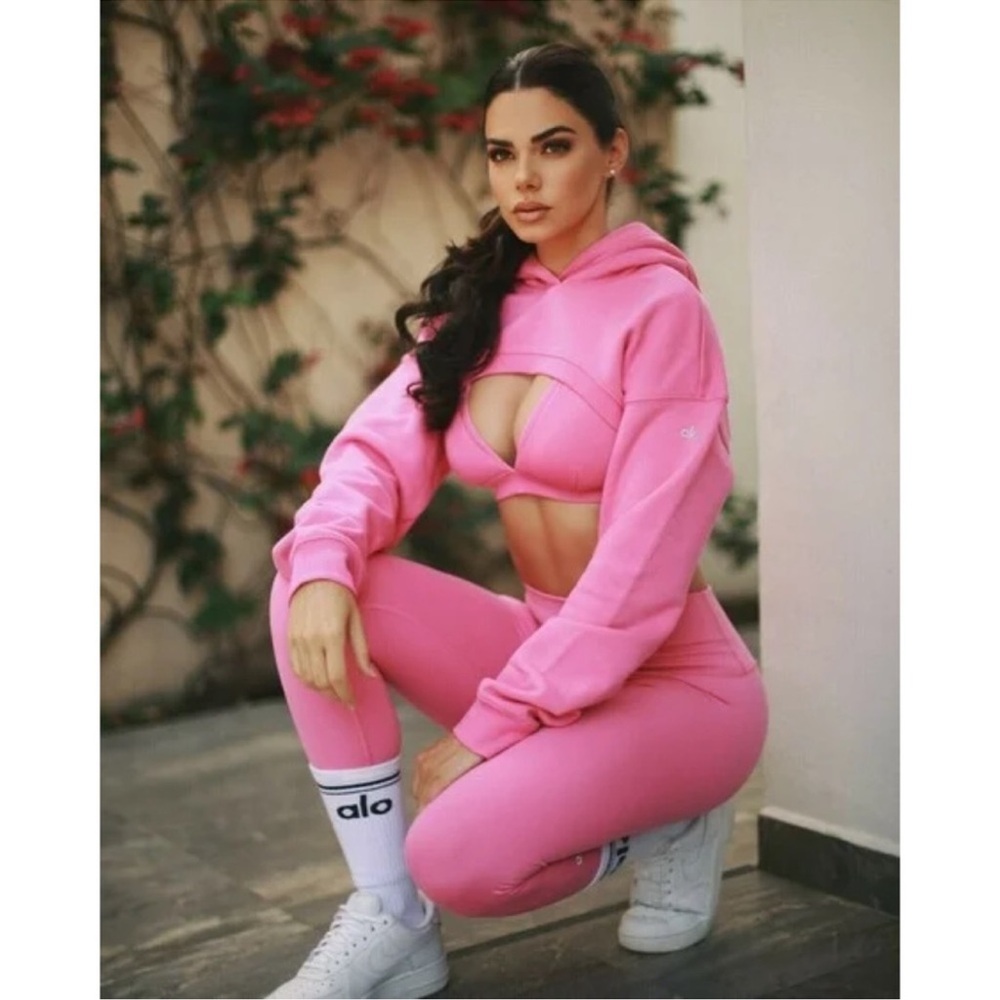 Alo Yoga Cropped Shrug It Off Hoodie Paradise Pink XS